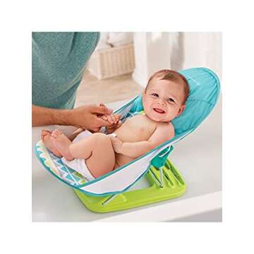 Summer Deluxe Baby Bather (Triangle Stripes) – Bath Support for Use in the Sink or Bathtub – Includes 3 Reclining Positions