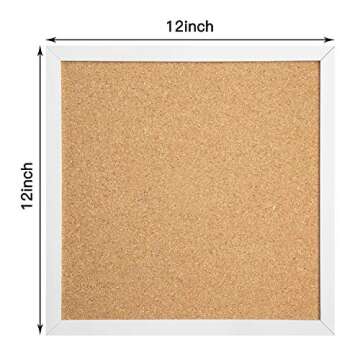 Cork Board Bulletin Board 12"X 12" Square Wall Tiles,Modern Framed Corkboard for School, Home & Office (Set Including 25 Push Pins,20 Colorful Clip Pins,Hardware and Template)