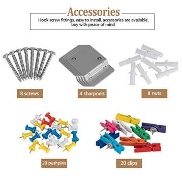 Cork Board Bulletin Board 12"X 12" Square Wall Tiles,Modern Framed Corkboard for School, Home & Office (Set Including 25 Push Pins,20 Colorful Clip Pins,Hardware and Template)