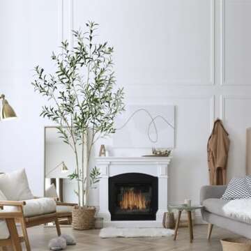 7 Feet (84'') Olive Tree Fluffy Artificial Plants Indoor for Home Corner, Faux Olive Tree for Modern Home Office Living Room Floor Decor Indoor