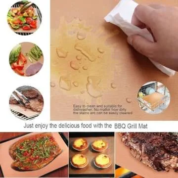 BINGO Copper Grill Mats Non Stick for Gas Grill Charcoal Grill Cooking, Heavy Duty Reusable Dishwasher Safe Easy to Clean PFOA Free For Outdoor Grilling BBQ tool Fireproof Baking,15.75inch, 6 Pack