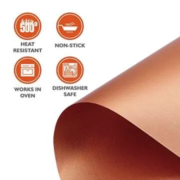 BINGO Copper Grill Mats Non Stick for Gas Grill Charcoal Grill Cooking, Heavy Duty Reusable Dishwasher Safe Easy to Clean PFOA Free For Outdoor Grilling BBQ tool Fireproof Baking,15.75inch, 6 Pack