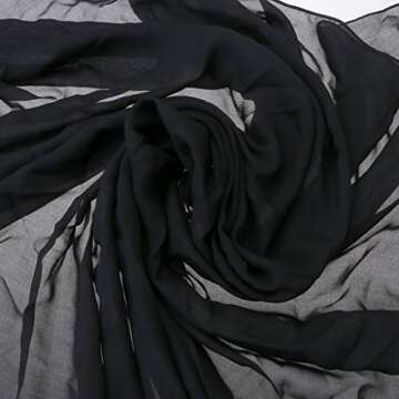 Ayliss Womens Swimwear Chiffon Cover up Solid Color Printed Beach Sarong Swimsuit Wrap Skirt Bathing Bikini (#2 Black)