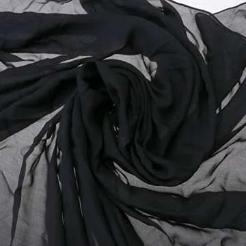 Ayliss Womens Swimwear Chiffon Cover up Solid Color Printed Beach Sarong Swimsuit Wrap Skirt Bathing Bikini (#2 Black)