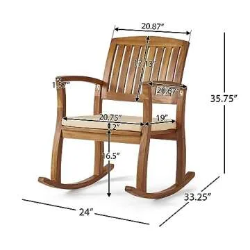 Stylish Selma Acacia Rocking Chair with Cushions