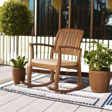 Stylish Selma Acacia Rocking Chair with Cushions