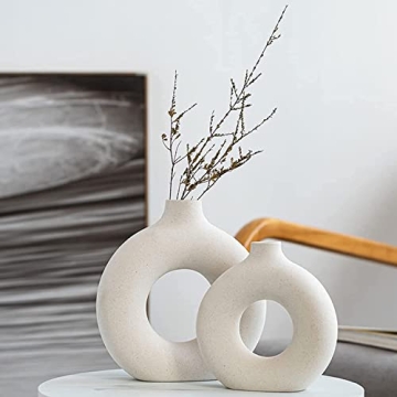 Elegant White Ceramic Vases - Modern Boho Nordic Home Decor