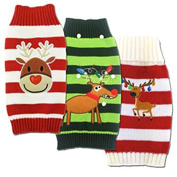 Mikayoo pet Sweater for Small Dog/cat,Ugly Sweater,Color Horizontal Stripes,Christmas Holiday Xmas, ...