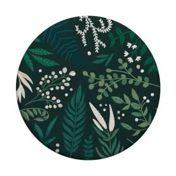 Green Botanical Fern Foliage & White Berry Floral Pattern PopSockets Adhesive PopGrip
