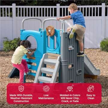 Step2 Scout & Slide Climber, Kids Outdoor Playset, Backyard Playground Set, Slide, Climbing Wall, Tunnel, Outside Vintage Style Jungle Gym, for Toddlers 2-6 Years Old