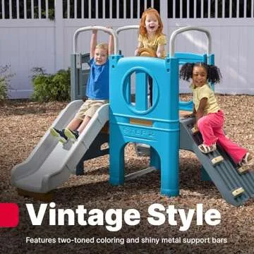 Step2 Scout & Slide Climber, Kids Outdoor Playset, Backyard Playground Set, Slide, Climbing Wall, Tunnel, Outside Vintage Style Jungle Gym, for Toddlers 2-6 Years Old