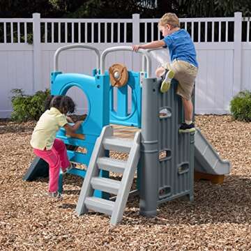 Step2 Scout & Slide Climber, Kids Outdoor Playset, Backyard Playground Set, Slide, Climbing Wall, Tunnel, Outside Vintage Style Jungle Gym, for Toddlers 2-6 Years Old