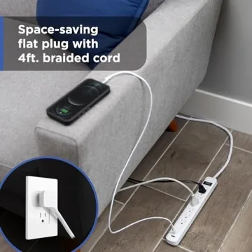 GE 6-Outlet Power Strip with USB, 4ft Cord, ETL Certified