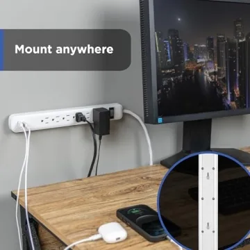 GE 6-Outlet Power Strip with USB, 4ft Cord, ETL Certified