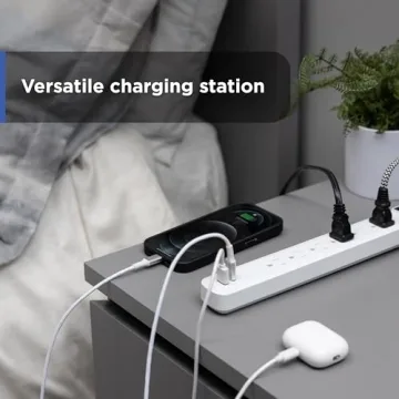 GE 6-Outlet Power Strip with USB, 4ft Cord, ETL Certified
