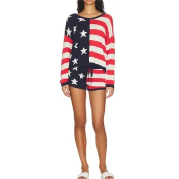 Hassembly Women 2 Piece Patriotic Outfit for Summer Fun