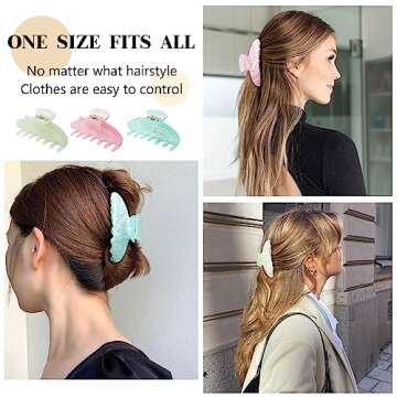 HAIMEIKANG 3 Pcs Hair Claw Clips for Women, 4 Inch Large Marble Claw Clips for Thick Thin Hair, Non-slip Strong Hold Jaw Clips Fashion Hair Accessories for Women Girls