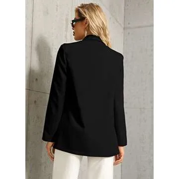 Women’s Work Casual Oversized Blazers Long Sleeve Open Front Office Business Jackets Black