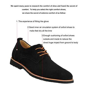 iloveSIA Men's Leather Suede Oxfords Shoe US Size 10.5 Black+Nude