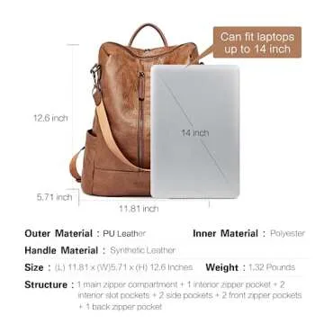 CLUCI Leather Backpack Purse for Women Convertible Large Travel Ladies Designer Fashion Casual Shoulder Bag