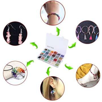 Efivs Arts 1500PCS Stone Beads, Crystal Beads Ring Making Kit Gemstone Beads Set 24 Styles Crystal Pieces Crushed Chunked for DIY Crafts for Holiday Gift