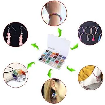 Efivs Arts 1500PCS Stone Beads, Crystal Beads Ring Making Kit Gemstone Beads Set 24 Styles Crystal Pieces Crushed Chunked for DIY Crafts for Holiday Gift