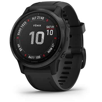 Garmin fenix 6S Pro, Premium Multisport GPS Watch, Smaller-Sized, Features Mapping, Music, Grade-Adj...