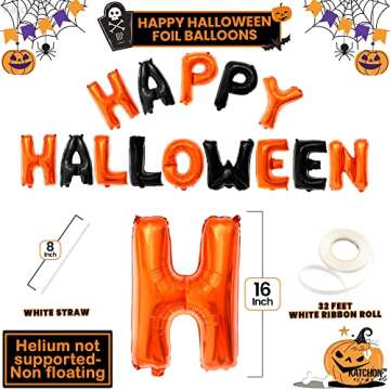 KatchOn, Happy Halloween Balloons Banner - 16 Inch, Pack of 14 | Happy Halloween Banner for Hallowee...