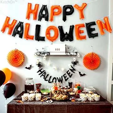 KatchOn Happy Halloween Balloons Banner Pack for Parties