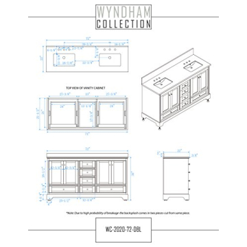 Wyndham Deborah 72" Double Vanity with Marble and Sinks