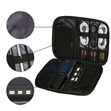 Electronics Organizer Tech Case - Travel Tech Accessory Organizer