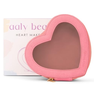 Aaly Beauty Heart Makeup Bag - Pink Heart Organizer for Gifts