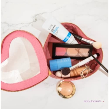 Aaly Beauty Heart Makeup Bag - Pink Heart Organizer for Gifts