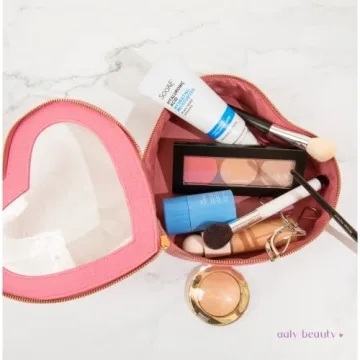 Aaly Beauty Heart Makeup Bag - Pink Heart Organizer for Gifts