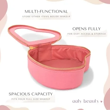 Aaly Beauty Heart Makeup Bag - Pink Heart Organizer for Gifts