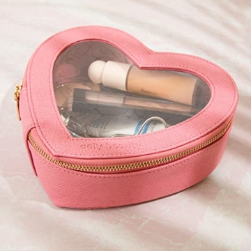 Aaly Beauty Heart Makeup Bag - Pink Heart Organizer for Gifts