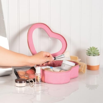 Aaly Beauty Heart Makeup Bag - Pink Heart Organizer for Gifts