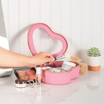 Aaly Beauty Heart Makeup Bag - Pink Heart Organizer for Gifts