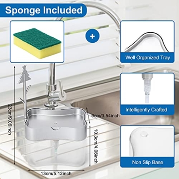 Premium 13oz Soap Dispenser with Sponge Holder LIFEEZY