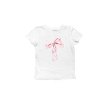 Women Y2K Bow Print T Shirt Cute Graphic Baby Tees Short Sleeve Crop Top E Girls Aesthetic Clothes(P...
