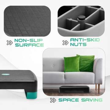 Yes4All Aerobic Exercise Step Platform with Adjustable Risers for Home Gym Fitness Workout