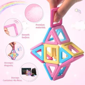 Tolnetr 117PCS Magnetic Tiles Toys, Castle Magnetic Building Blocks Toys for 3 Year Old Girl Gifts, ...