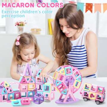 Tolnetr 117PCS Magnetic Tiles Toys, Castle Magnetic Building Blocks Toys for 3 Year Old Girl Gifts, Montessori Toddler Gifts for 3 4 5 6 7 Year, Construction Magnet Toys for Kids Ages 4-8