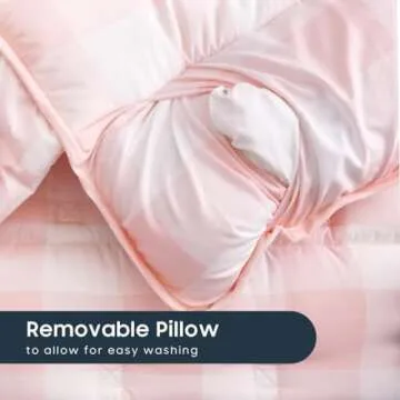 Wake In Cloud - Toddler Nap Mat with Pillow and Blanket, for Kids Boys Girls in Kindergarten Daycare Preschool Pre K, Roll Up Sleeping Bag, Gingham Plaid Grid Checkered, Light Pink White, Standard