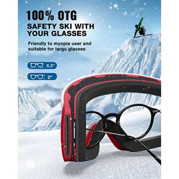 ZIONOR Ski Goggles, X12 100% OTG Snow Goggles Detachable Lens for Men Women Adult