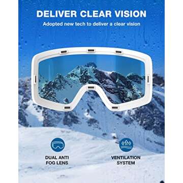 ZIONOR Ski Goggles, X12 100% OTG Snow Goggles Detachable Lens for Men Women Adult