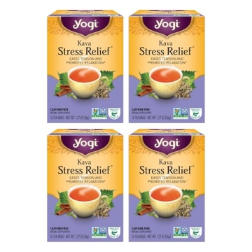 Yogi Tea Kava Stress Relief Tea - Organic & Caffeine-Free - 16 Tea Bags (4 Packs)