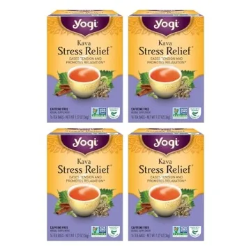 Yogi Tea Kava Stress Relief Tea - Organic & Caffeine-Free - 16 Tea Bags (4 Packs)