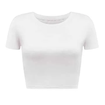 Artivaly Women Slim Fit Basic Round Neck Short Sleeve Y2K Cute Yoga Crop Top