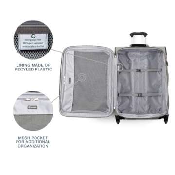 Travelpro Maxlite 5 Softside Expandable Checked Luggage with 4 Spinner Wheels, Lightweight Suitcase, Men and Women, Champagne, Checked Medium 25-Inch